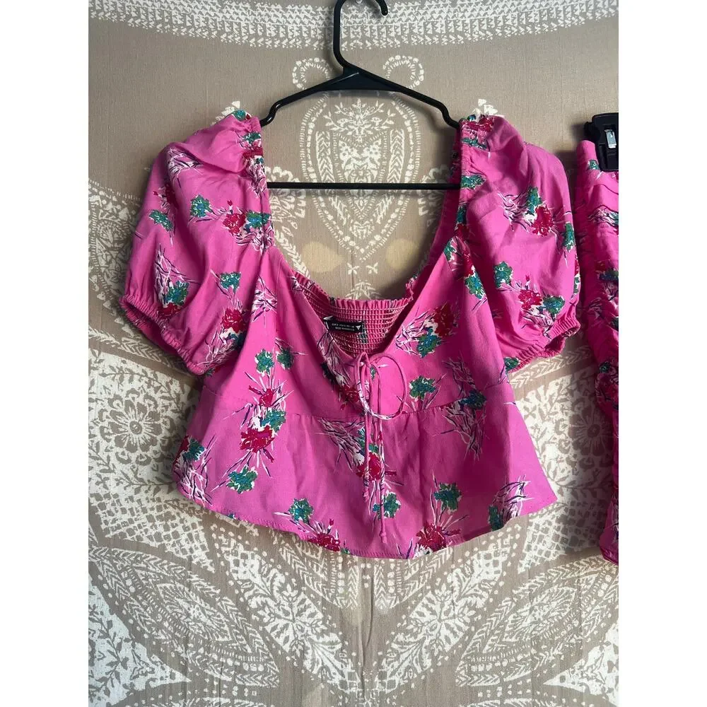 NWT Zara Matching Top + Skirt Set in Pink Floral